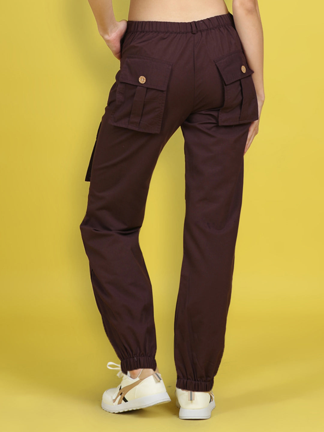 Cutiekins Girls Regular-Fit Solid Cargo Pant -Brown