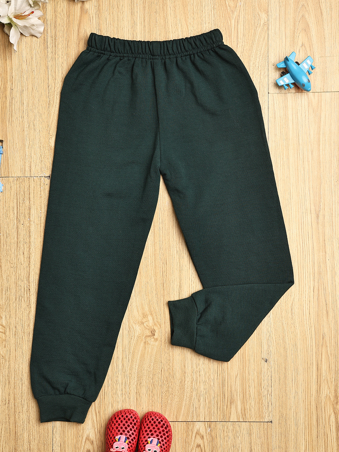 Cutiekins Boys Graphic Print cozy Trackpant -Dark Green