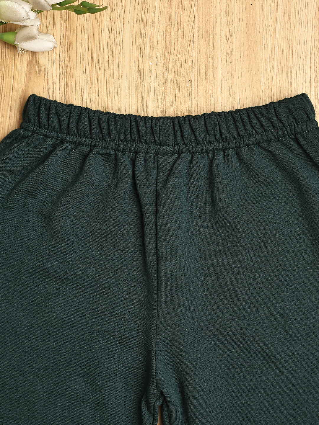 Cutiekins Boys Graphic Print cozy Trackpant -Dark Green