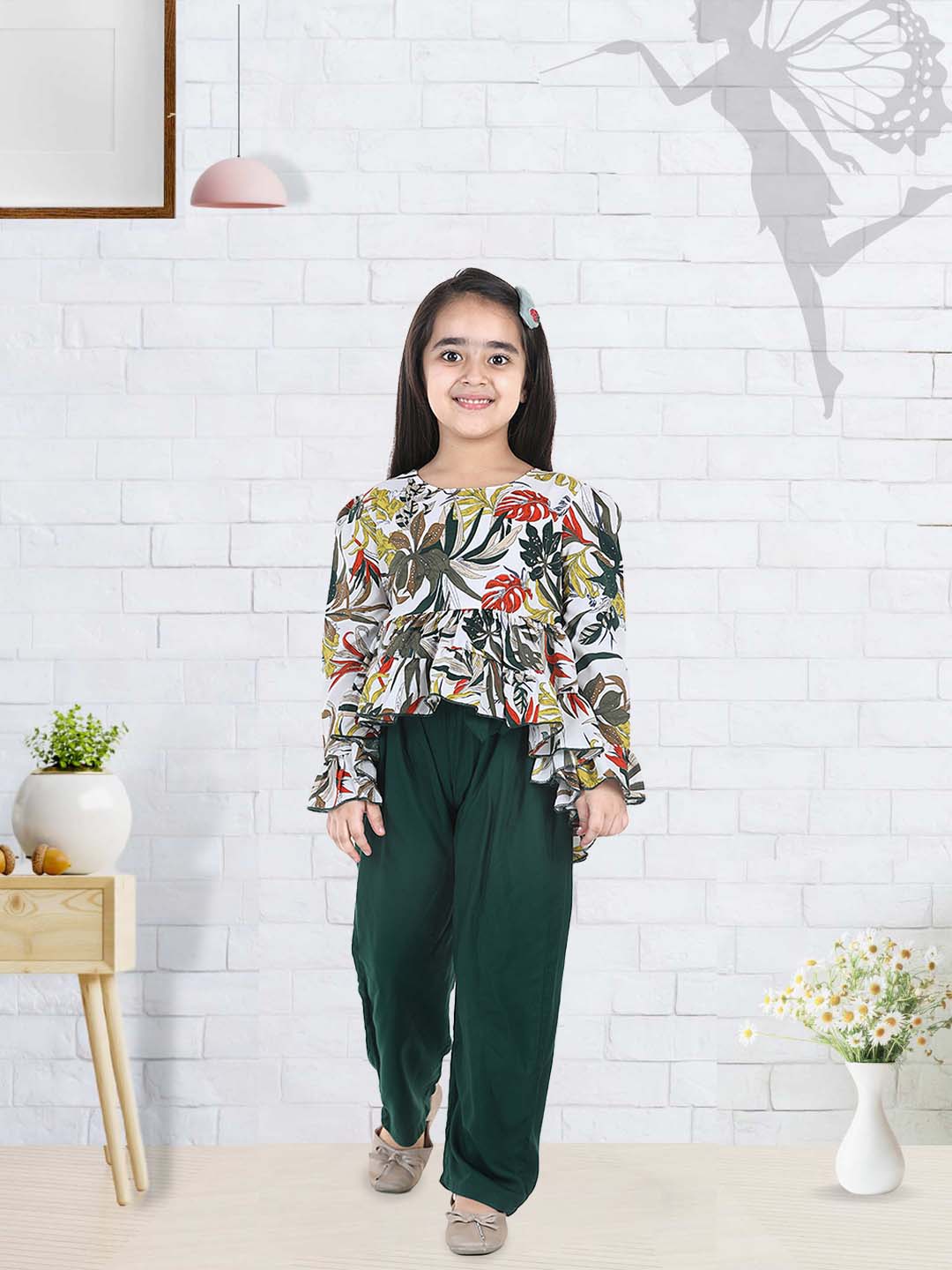 Cutiekins Girls Casual Top & Trouser Set (White)