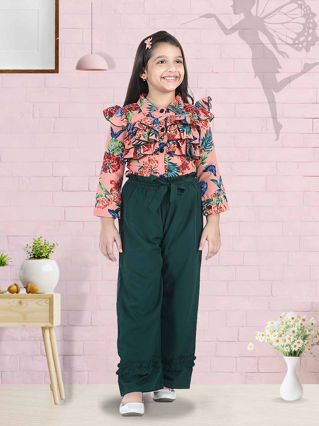 Cutiekins Girls Casual Top & Trouser Set (Orange)