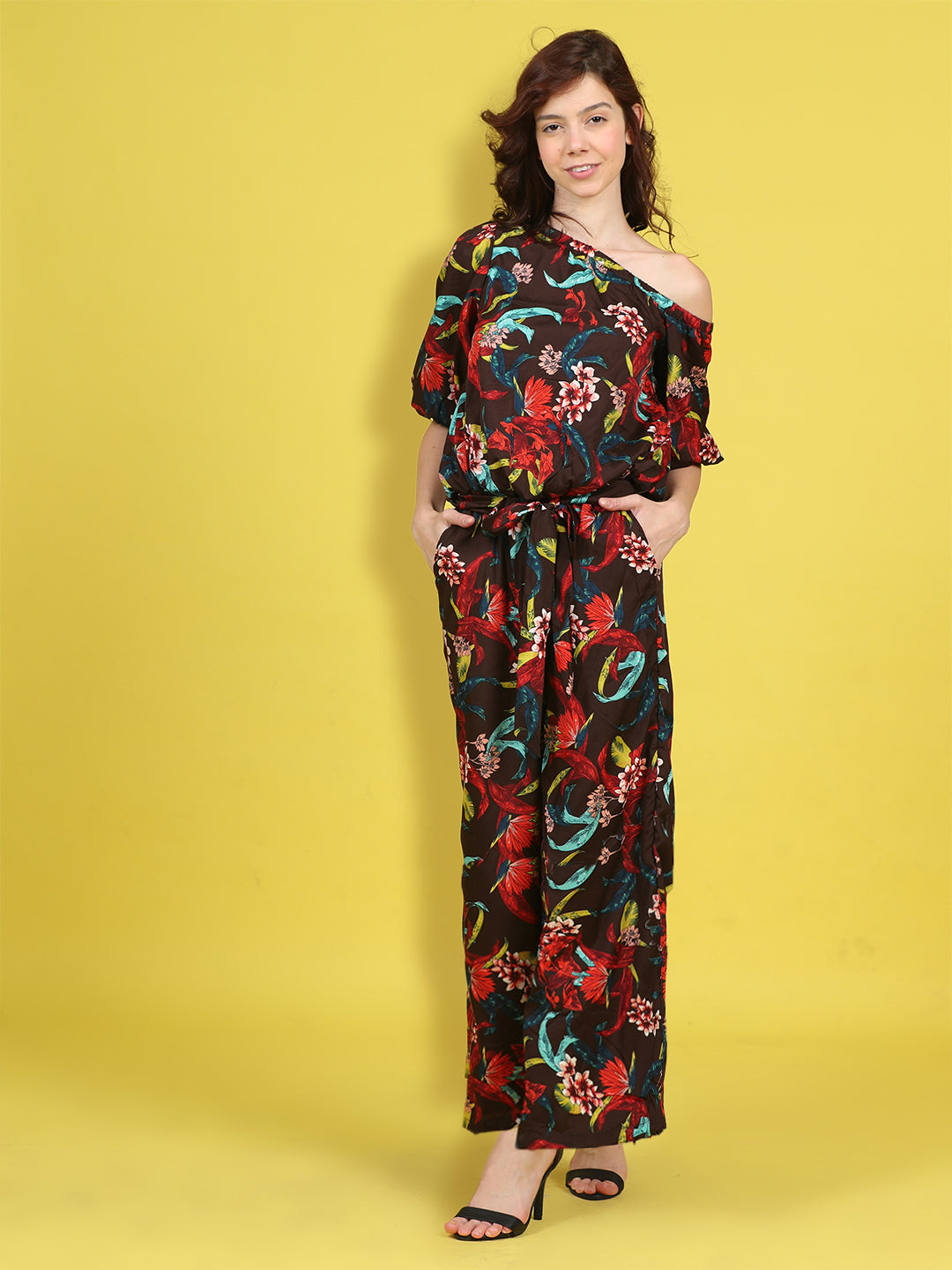 Cutiekins Stylish & Trendy Printed Jumpsuit for Kids -Coffee Brown & Multi
