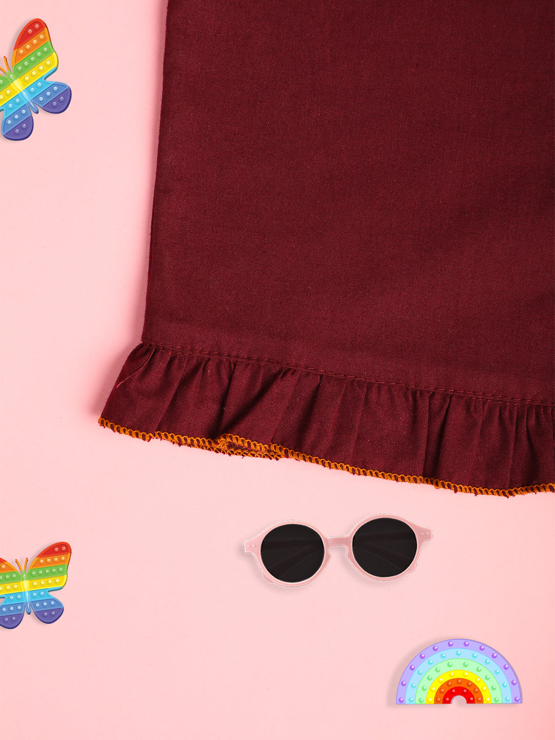 Cutiekins Girls Solid Embellished Short -Maroon