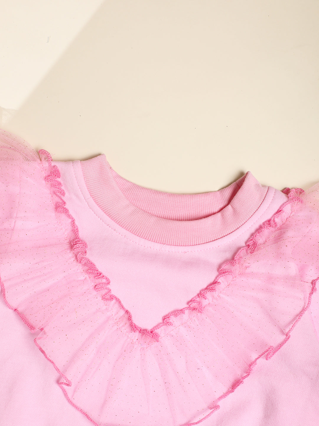 Cutiekins Girls Solid Embellished Trendy Winter Sweatshirt -Pink