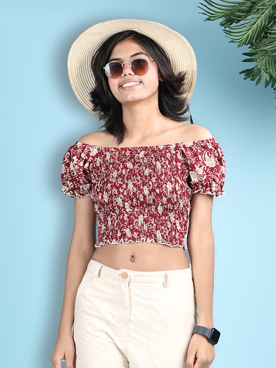 Cutiekins Girls Floral Print Ruffles Shirt Style Top -Black & Multi