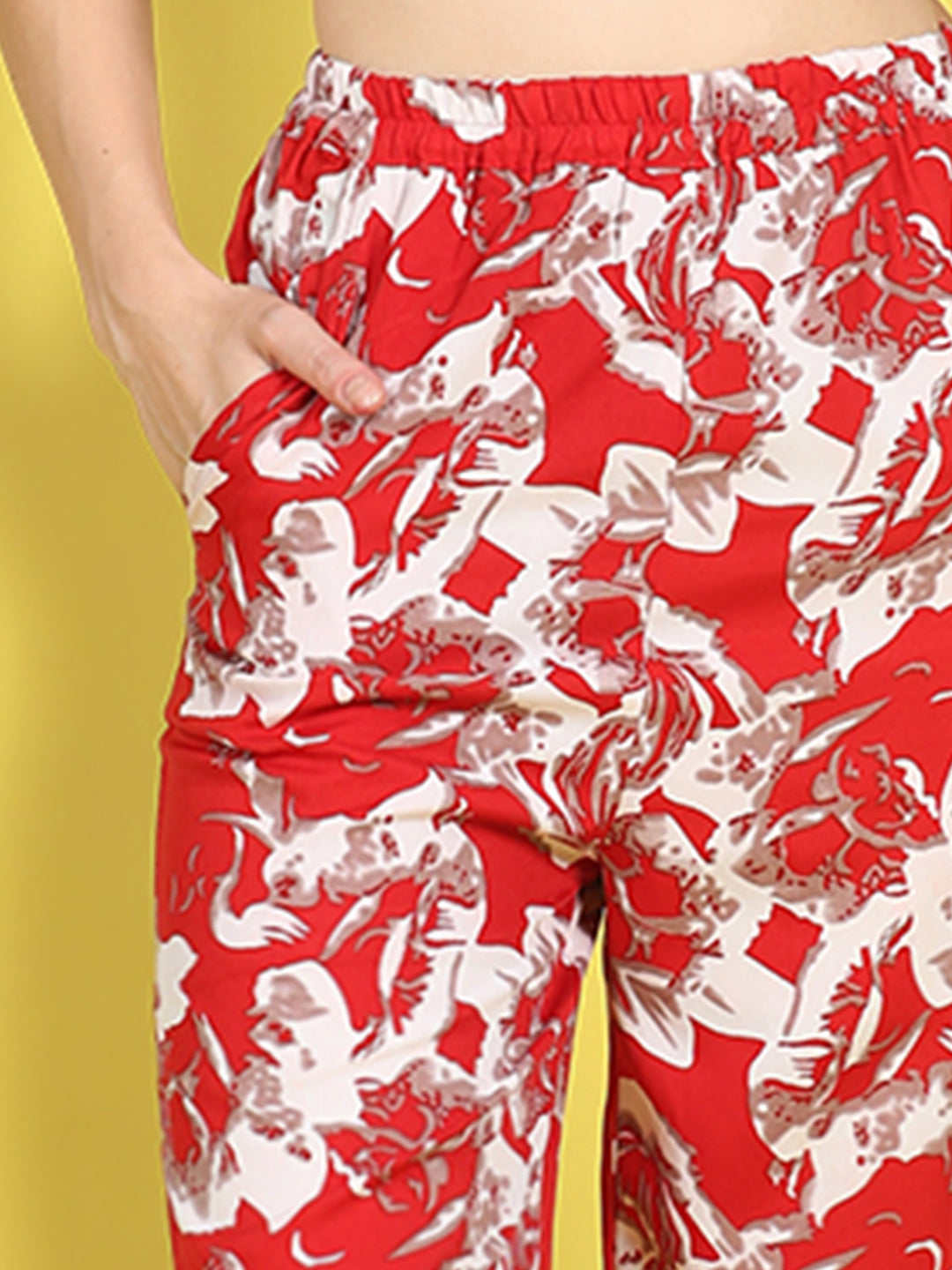 Cutiekins Girls Trendy Bold Style Printed Palazzo -Red & Off White