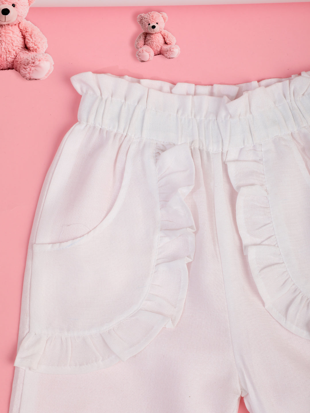 Cutiekins Girls Regular-Fit Solid Trousers -White