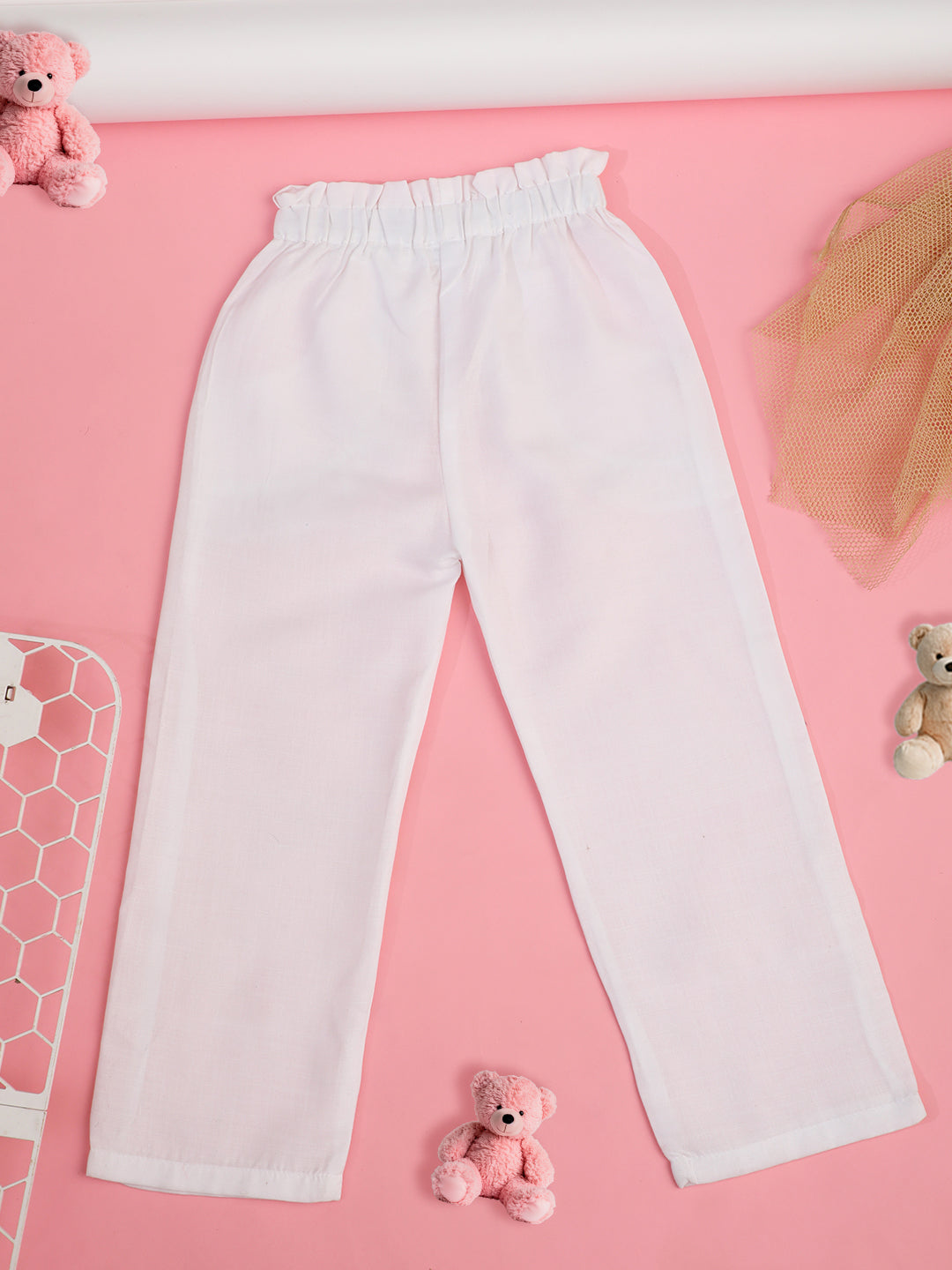 Cutiekins Girls Regular-Fit Solid Trousers -White