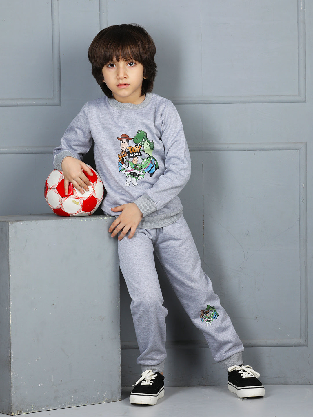Cutiekins Boys Toy Story Graphic Print cozy Tracksuit -Grey & Green