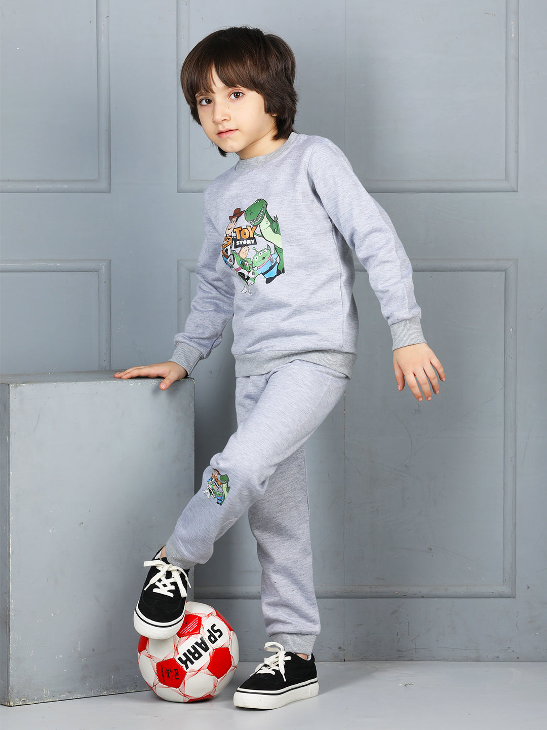 Cutiekins Boys Toy Story Graphic Print cozy Tracksuit -Grey & Green
