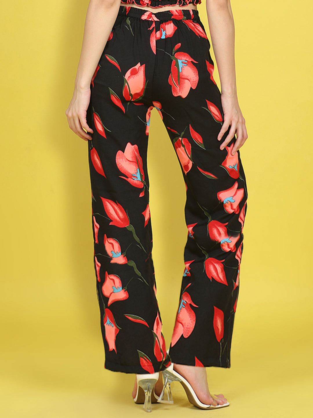 Cutiekins Girls Trendy Bold Style Printed Palazzo -Black & Red