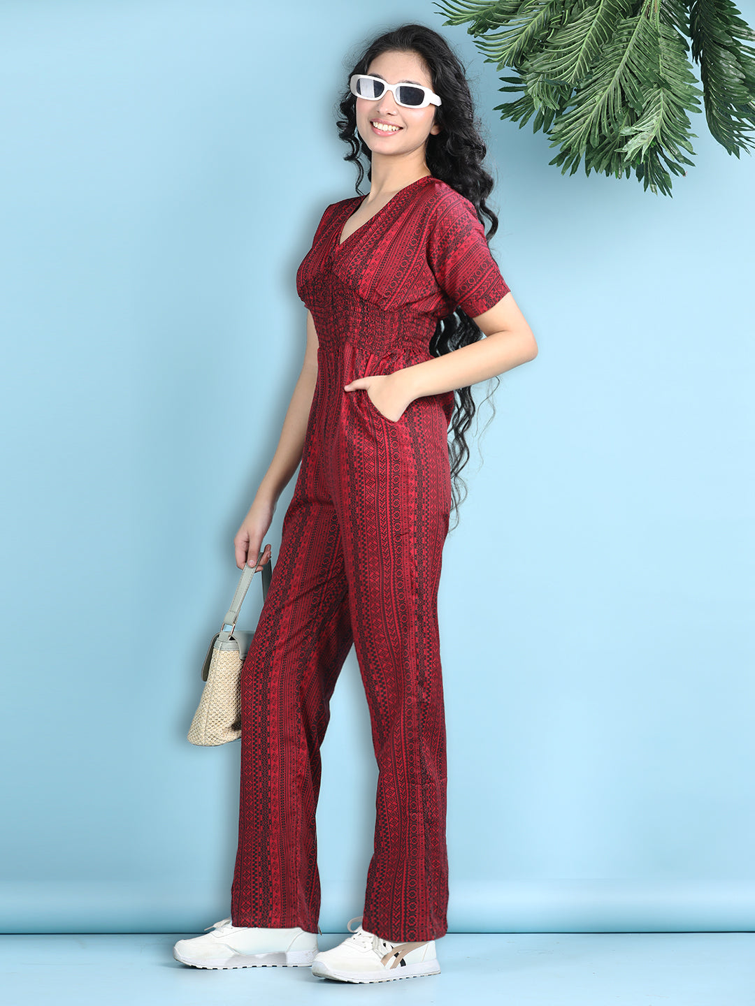 Cutiekins Girls Stylish Embellished Jumpsuit -Maroon & Black