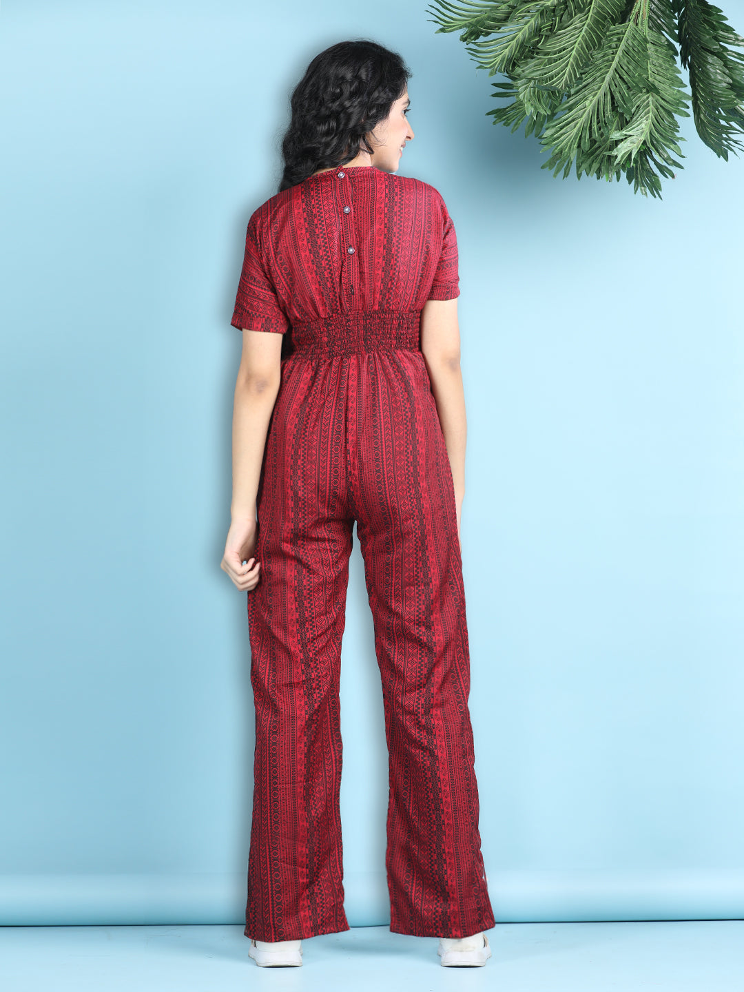 Cutiekins Girls Stylish Embellished Jumpsuit -Maroon & Black