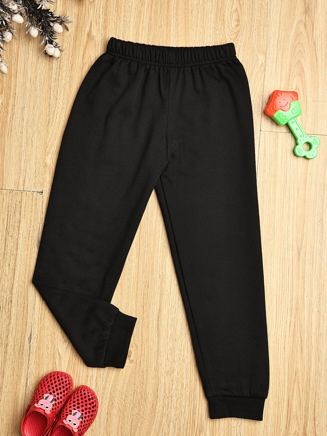 Cutiekins Boys Baby Lion Graphic Print cozy Trackpant -Black & Mustard