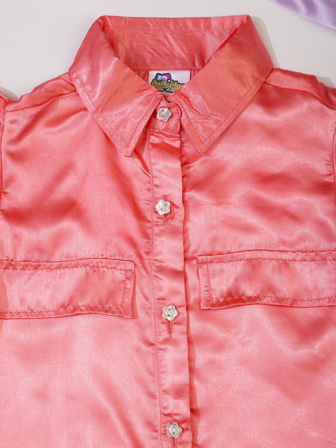 Cutiekins Girls Shirt Style Solid Top -Pink