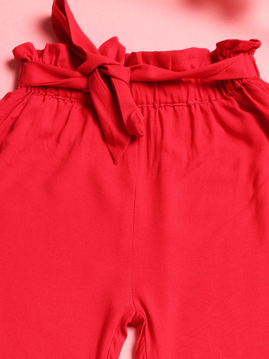 Cutiekins Girls Casual Solid Palazzo with Belt -Magenta