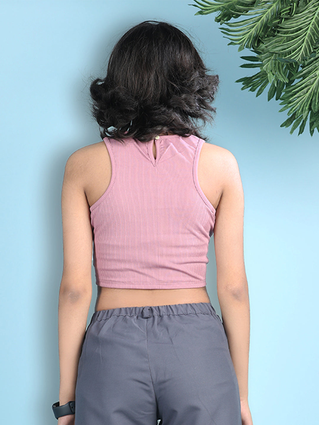 Cutiekins Girls Solid Embellished Crop Tops(Pack of 2) -Onion Pink & Rust