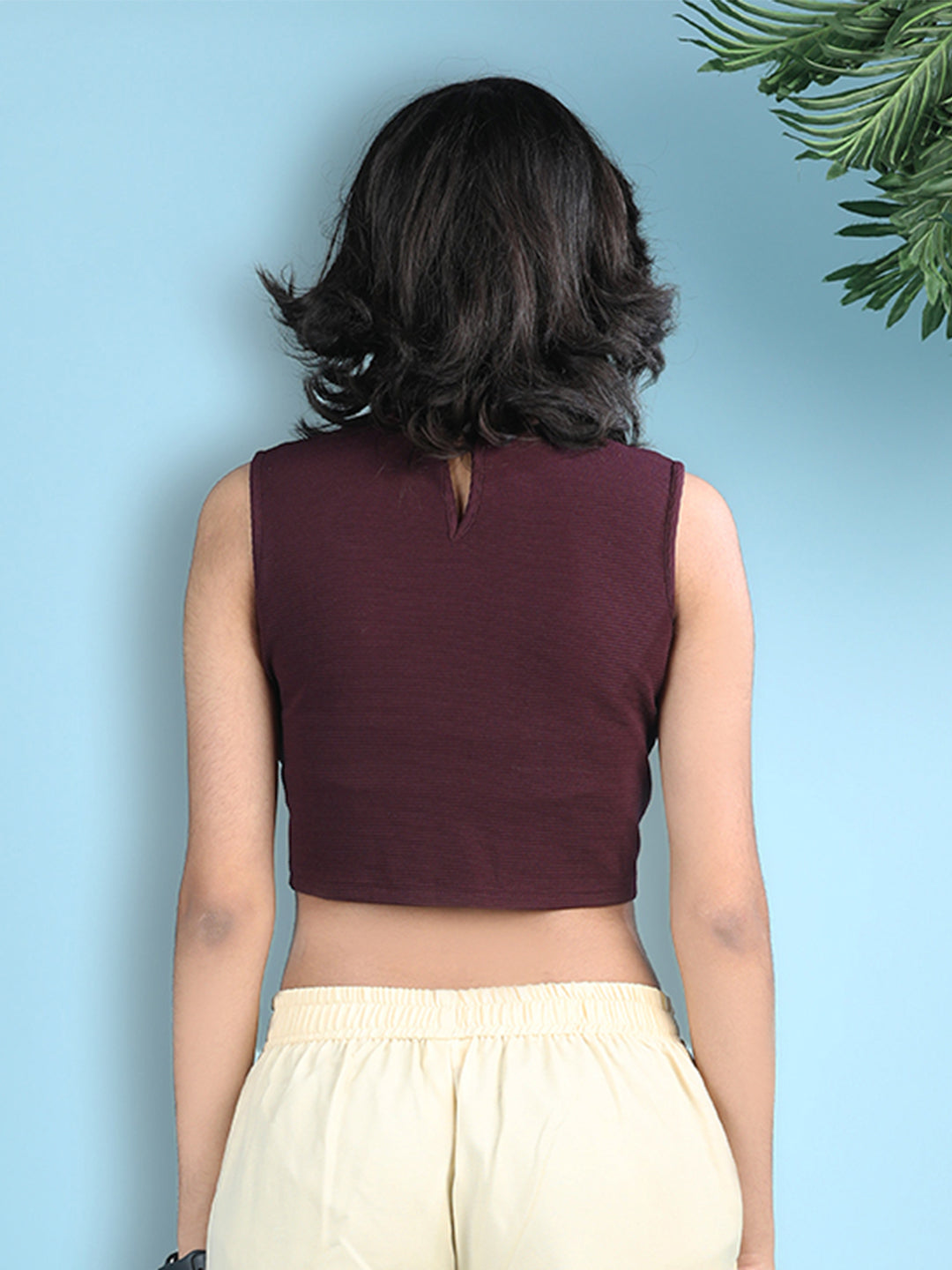 Cutiekins Girls Solid Embellished Crop Tops(Pack of 2) -Wine & Royal Blue