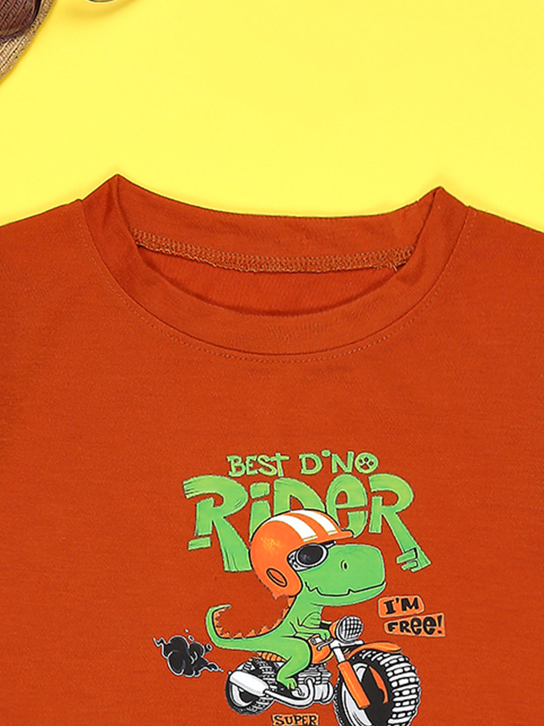 Cutiekins Boys Graphic Printed T-Shirt-Rust & Green