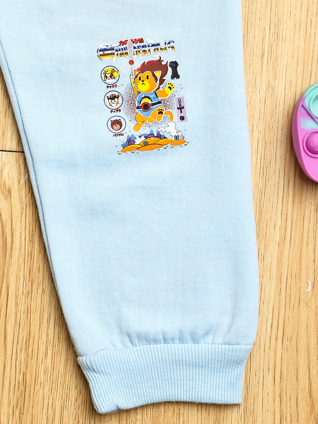 Cutiekins Boys Graphic Print cozy Trackpant -Light Blue