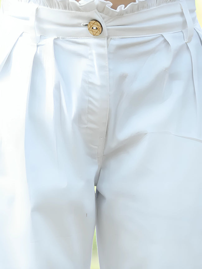 Cutiekins Girls Regular-Fit Solid Trousers -Off WhIte