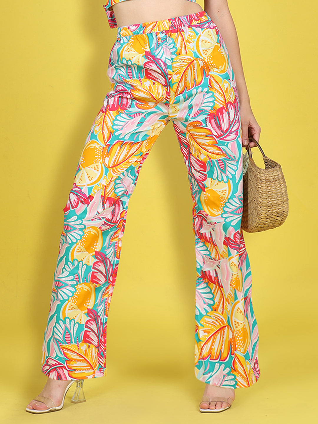 Cutiekins Girls Trendy Bold Style Printed Palazzo -Blue & Multi