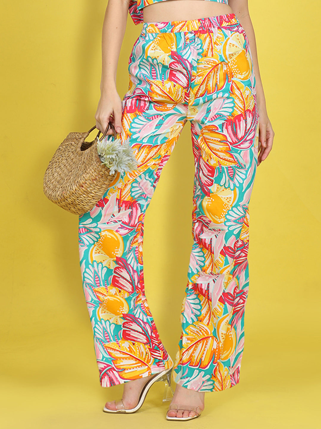 Cutiekins Girls Trendy Bold Style Printed Palazzo -Blue & Multi