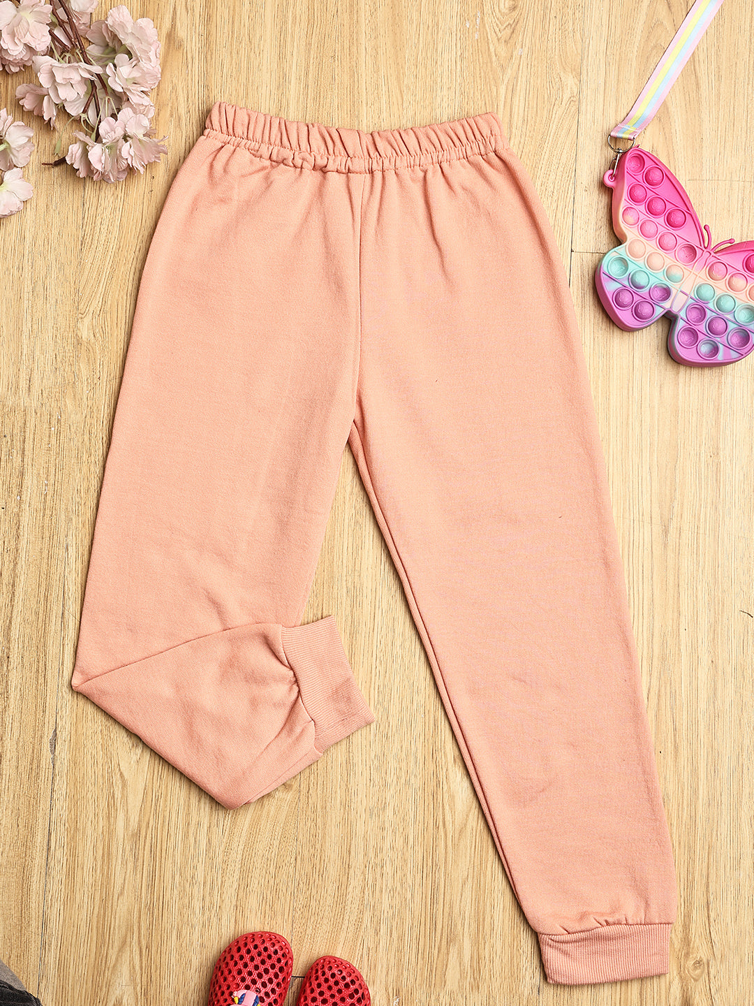 Cutiekins Boys Graphic Print cozy Trackpant -Peach