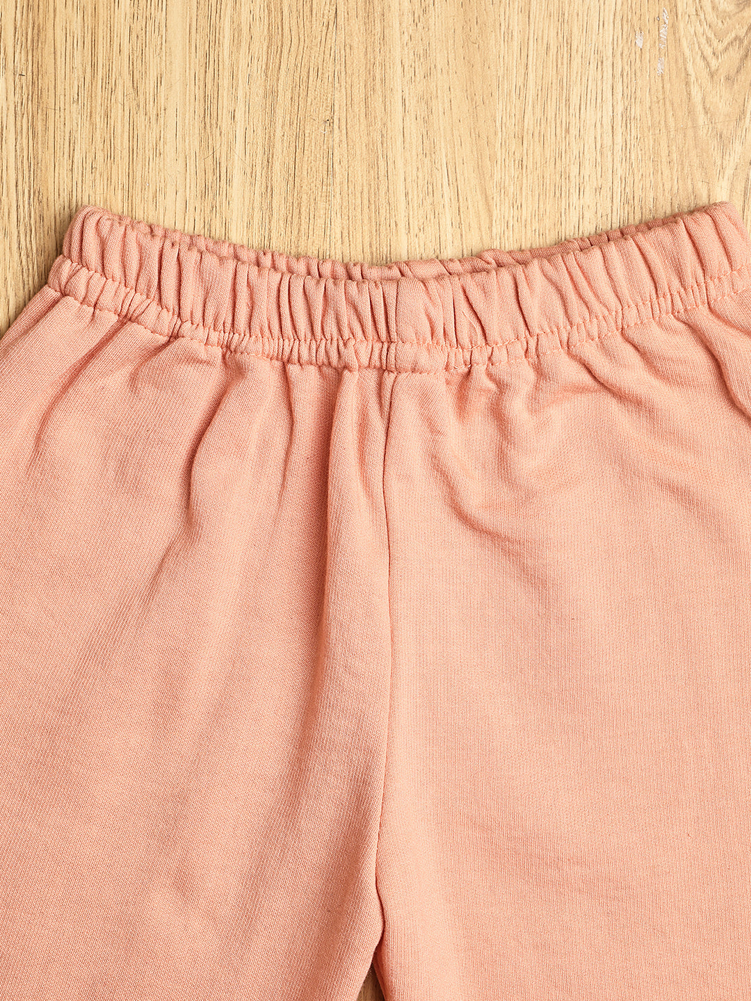 Cutiekins Boys Graphic Print cozy Trackpant -Peach