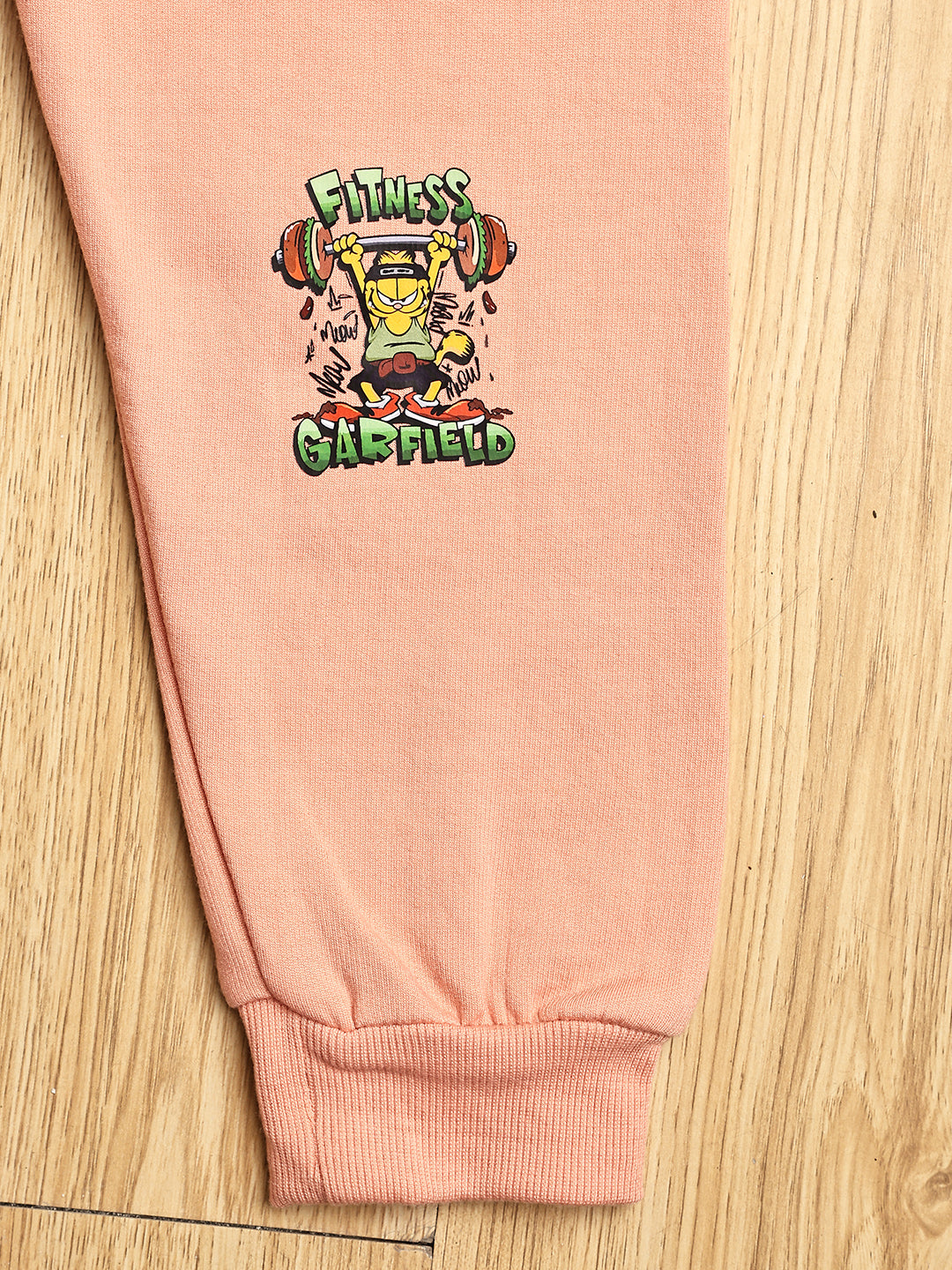 Cutiekins Boys Graphic Print cozy Trackpant -Peach