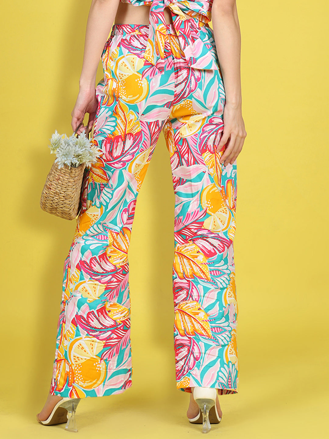 Cutiekins Girls Trendy Bold Style Printed Palazzo -Blue & Multi