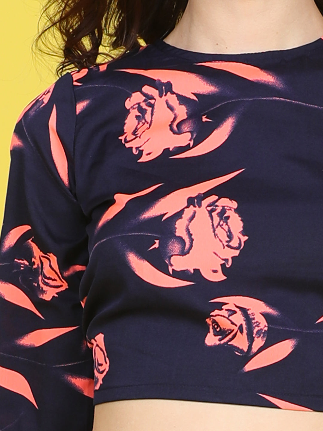 Cutiekins Girls Trendy Bold Style Printed Top -Navy & Coral