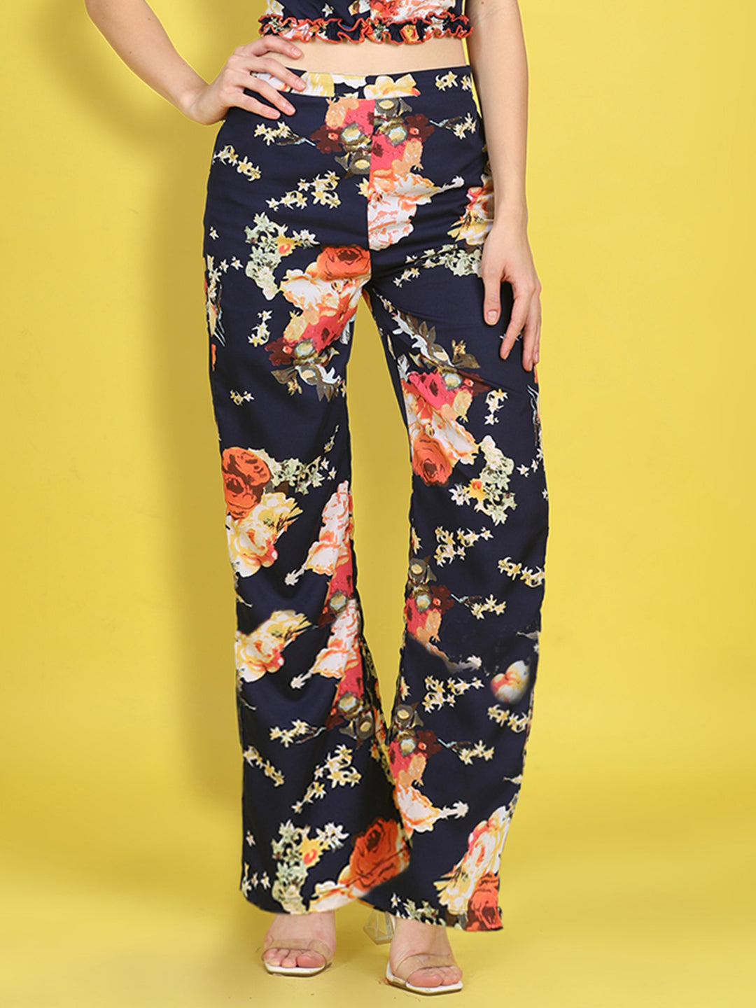 Cutiekins Girls Trendy Bold Style Printed Palazzo -Navy & Multi