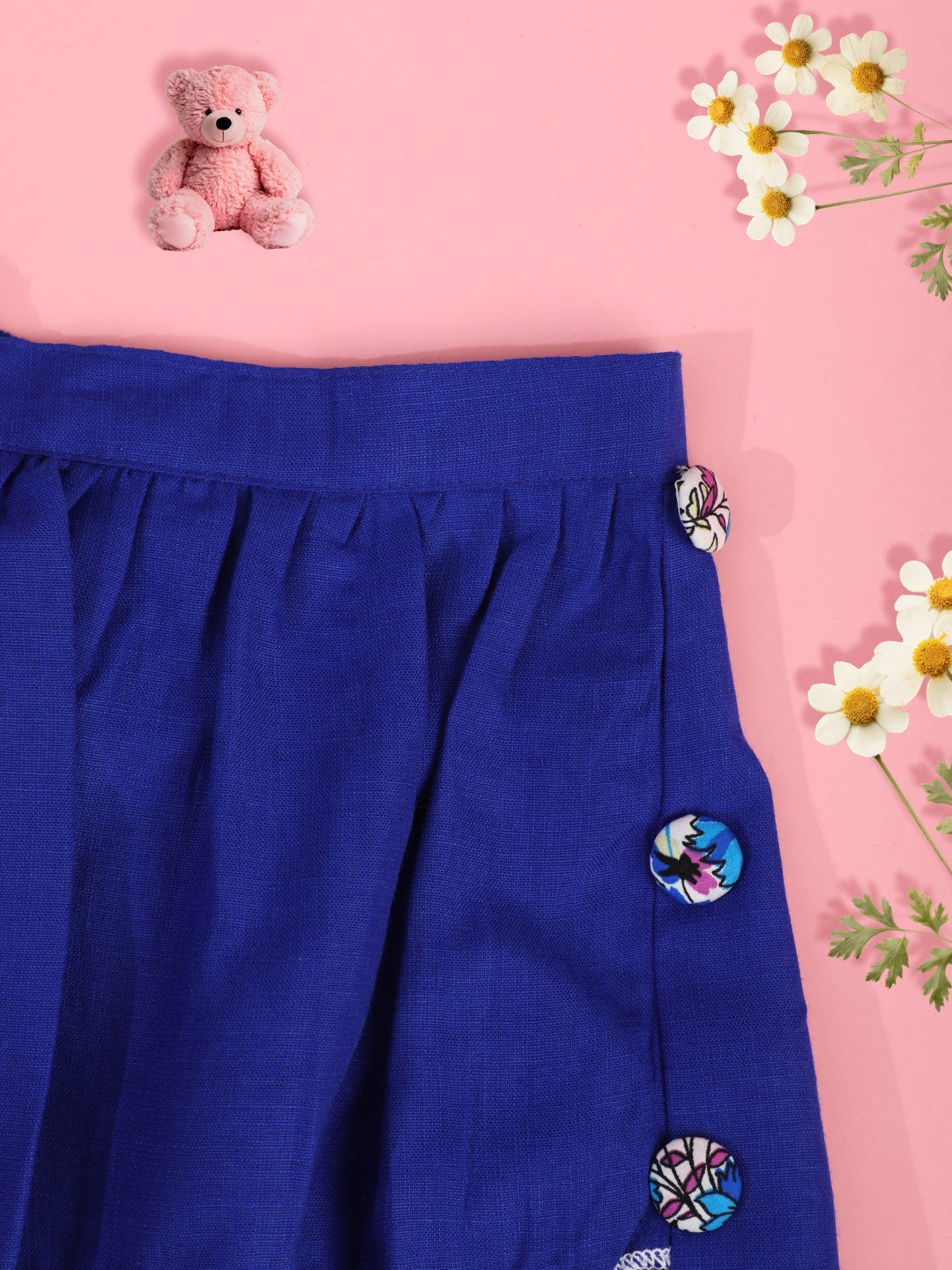 Cutiekins Girls Solid Embellished Skirt-Dark Blue