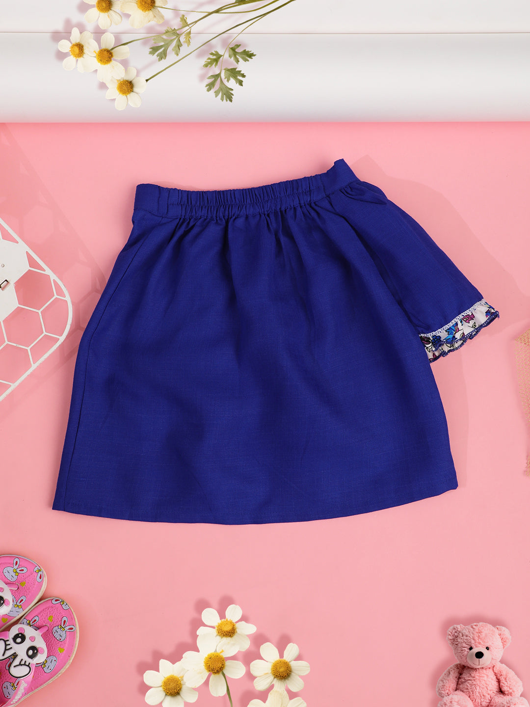 Cutiekins Girls Solid Embellished Skirt-Dark Blue