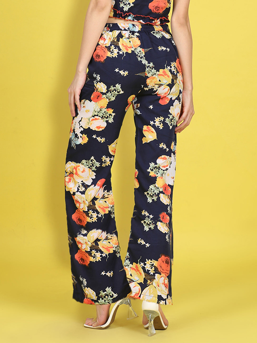 Cutiekins Girls Trendy Bold Style Printed Palazzo -Navy & Multi