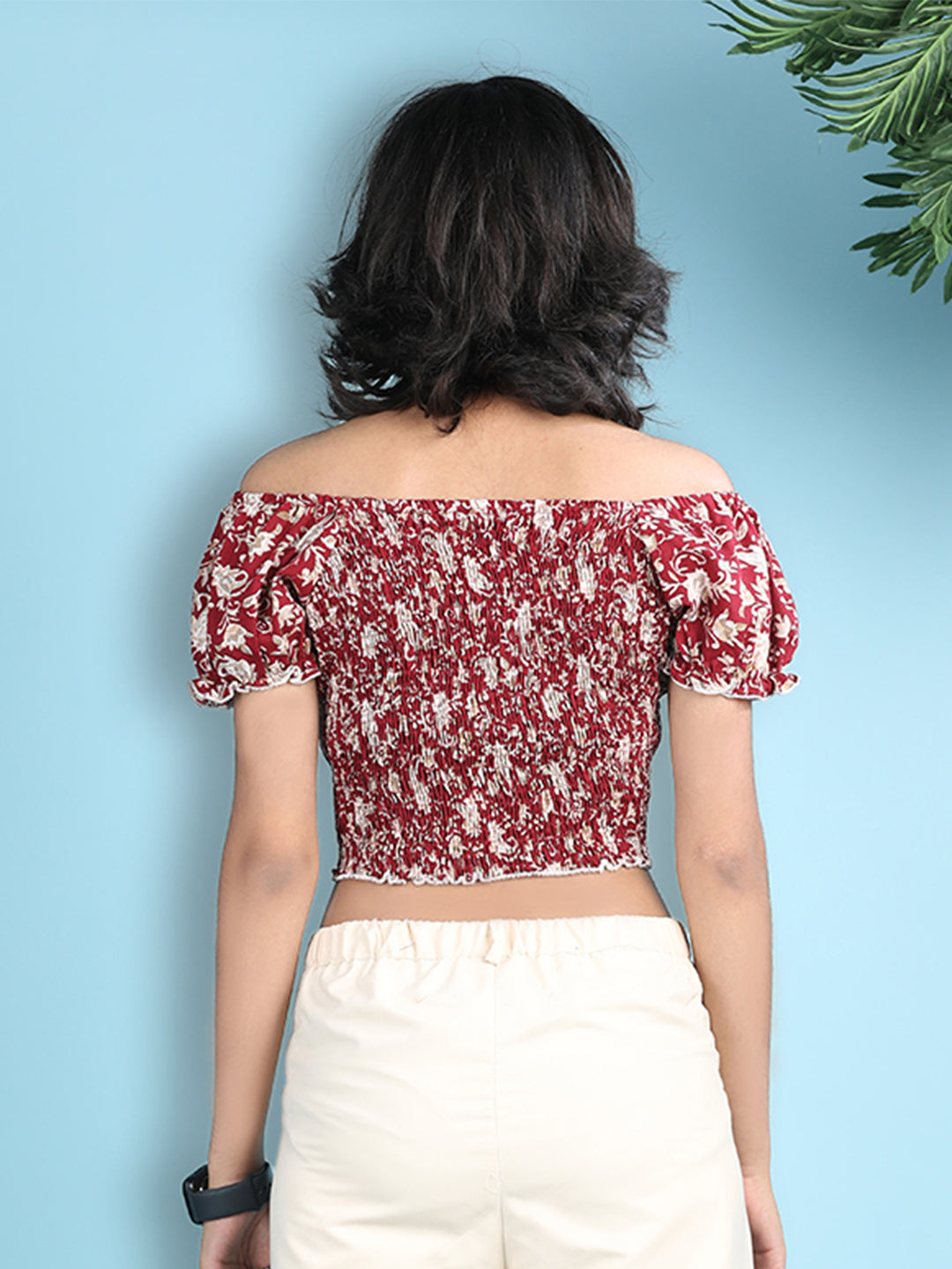 Cutiekins Girls Trendy Bold Style Printed Top -Maroon & Off White