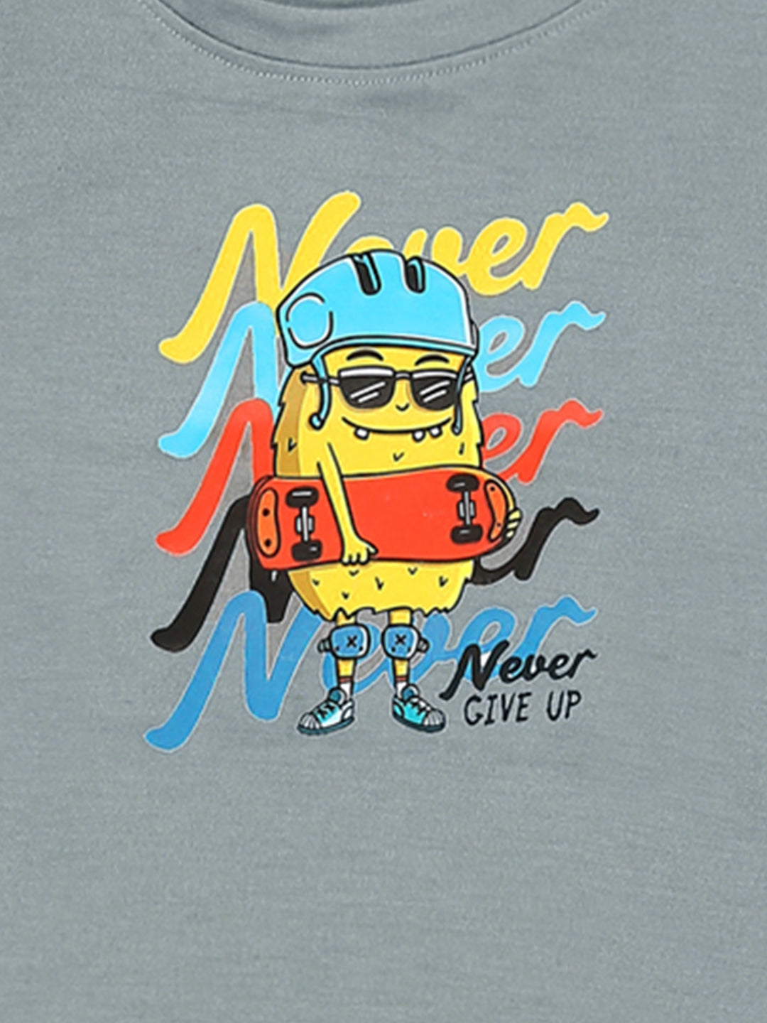 Cutiekins Boys Graphic Printed T-Shirt-Grey & Yellow