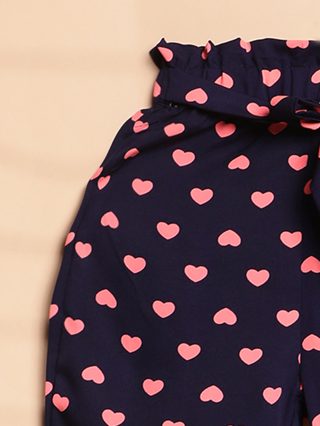 Cutiekins Girls Floral Print casual Palazzo with Belt -Dark blue & Pink