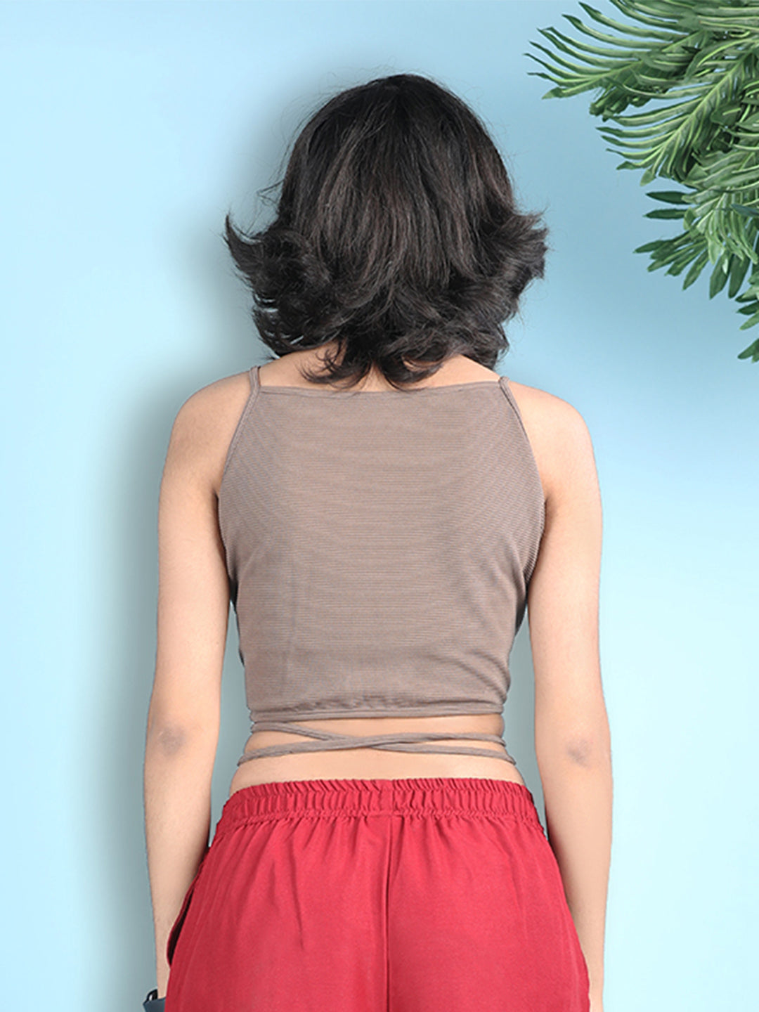 Cutiekins Girls Solid Embellished Crop Tops(Pack of 2) -White & Camel Brown