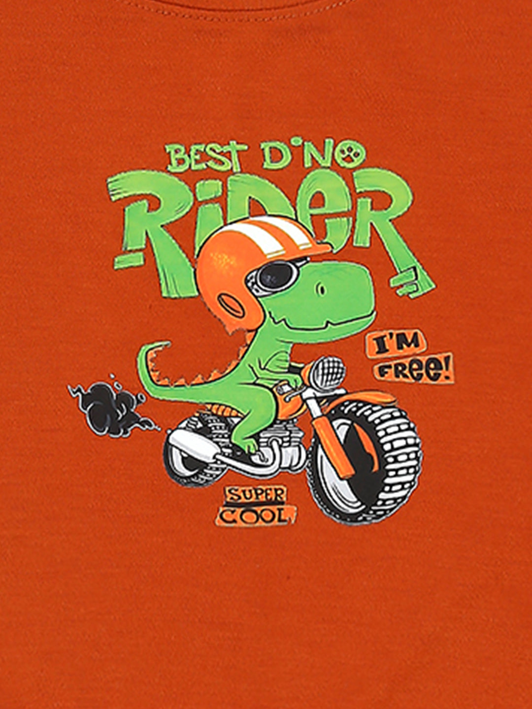 Cutiekins Boys Graphic Printed T-Shirt-Rust & Green