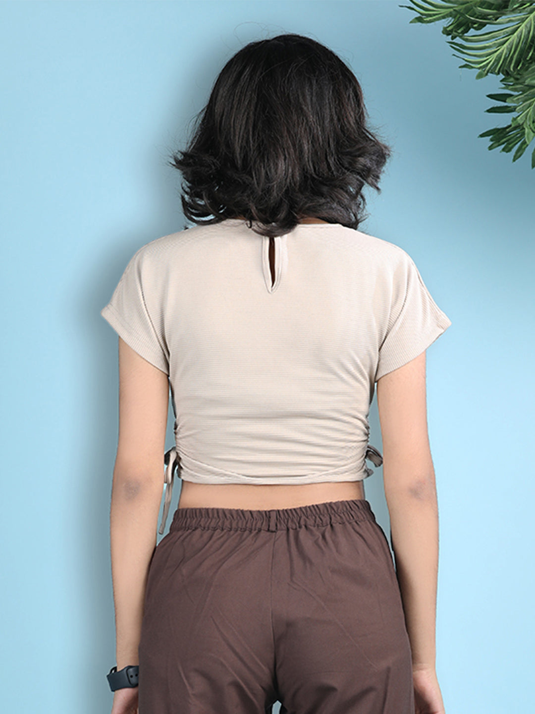 Cutiekins Girls Solid Embellished Crop Tops(Pack of 2) -Wine & Beige