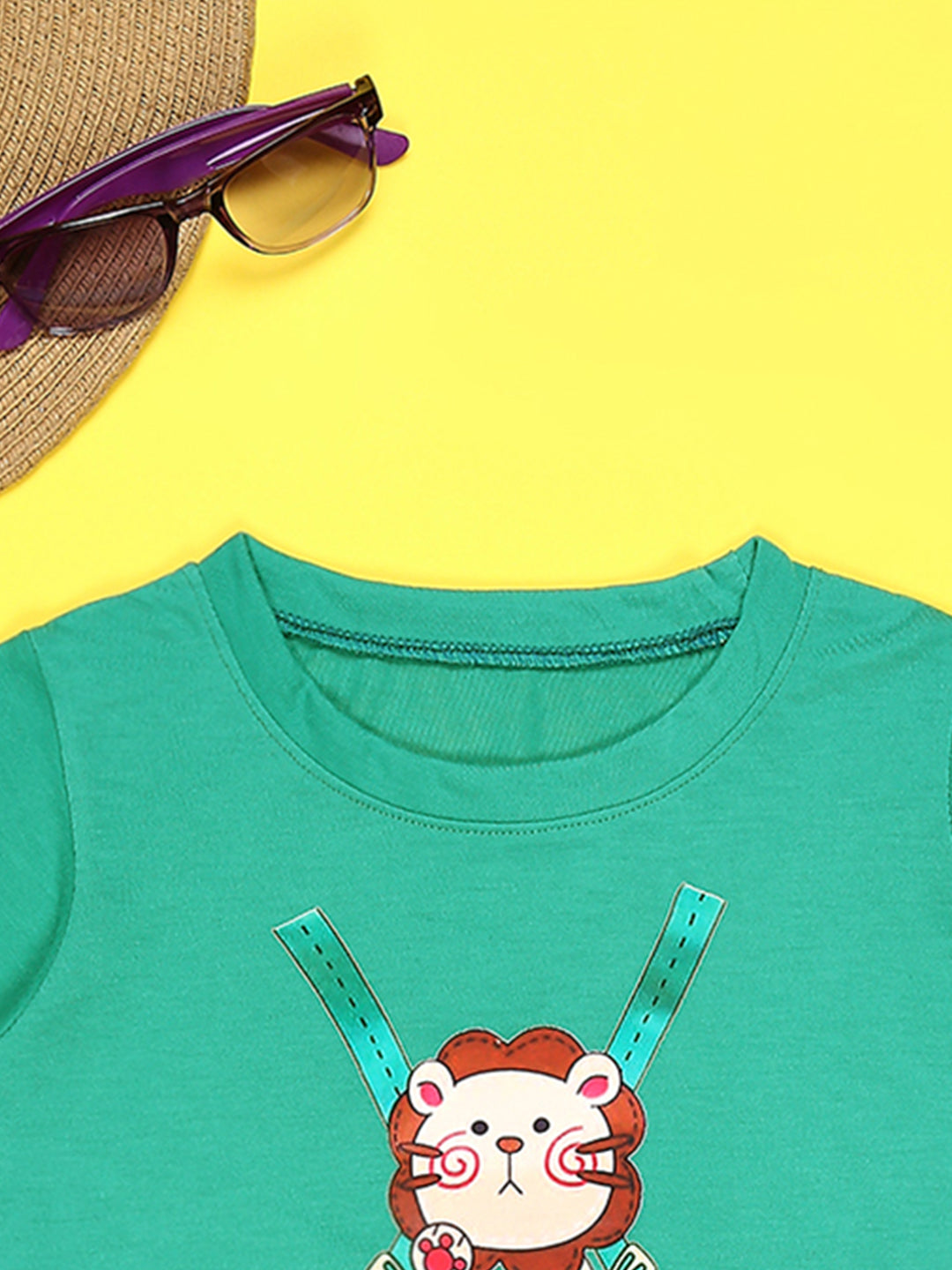 Cutiekins Boys Graphic Printed T-Shirt-Green & Off White