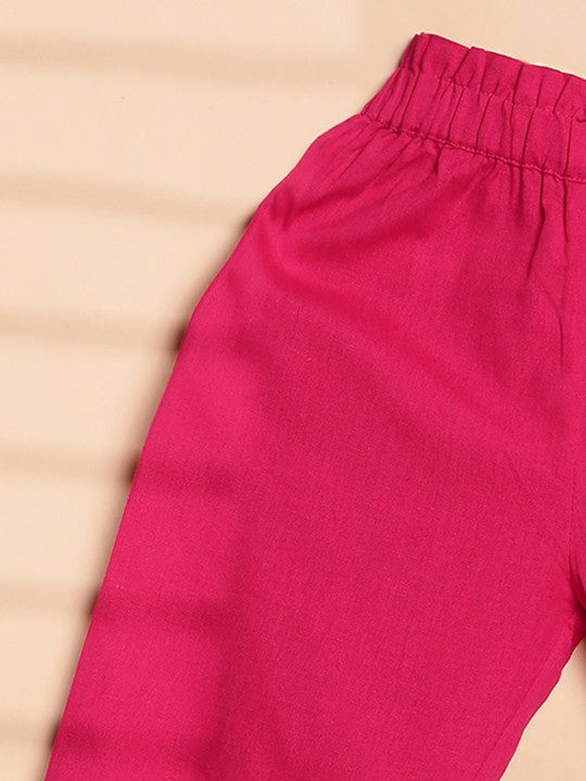 Cutiekins Girls Mid-Rise Casual Solid Capri -Rani Pink