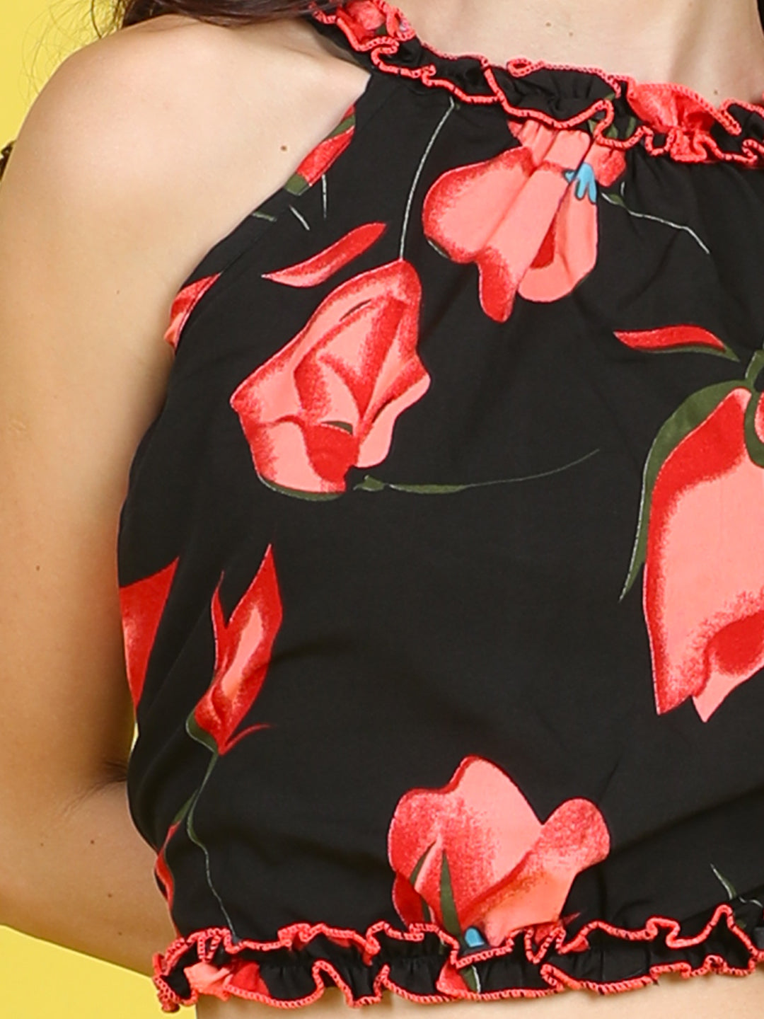 Cutiekins Girls Trendy Bold Style Printed Top -Black & Red