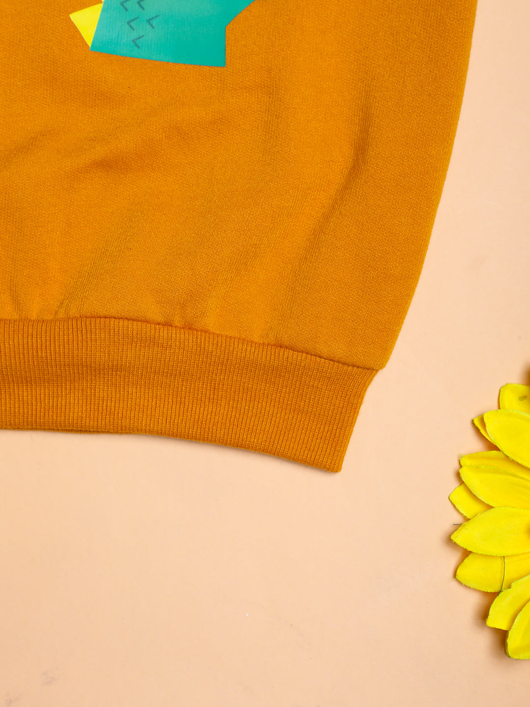 Cutiekins Boys Cocodile Graphic Print Winter Sweatshirt -Mustard & Sea Green