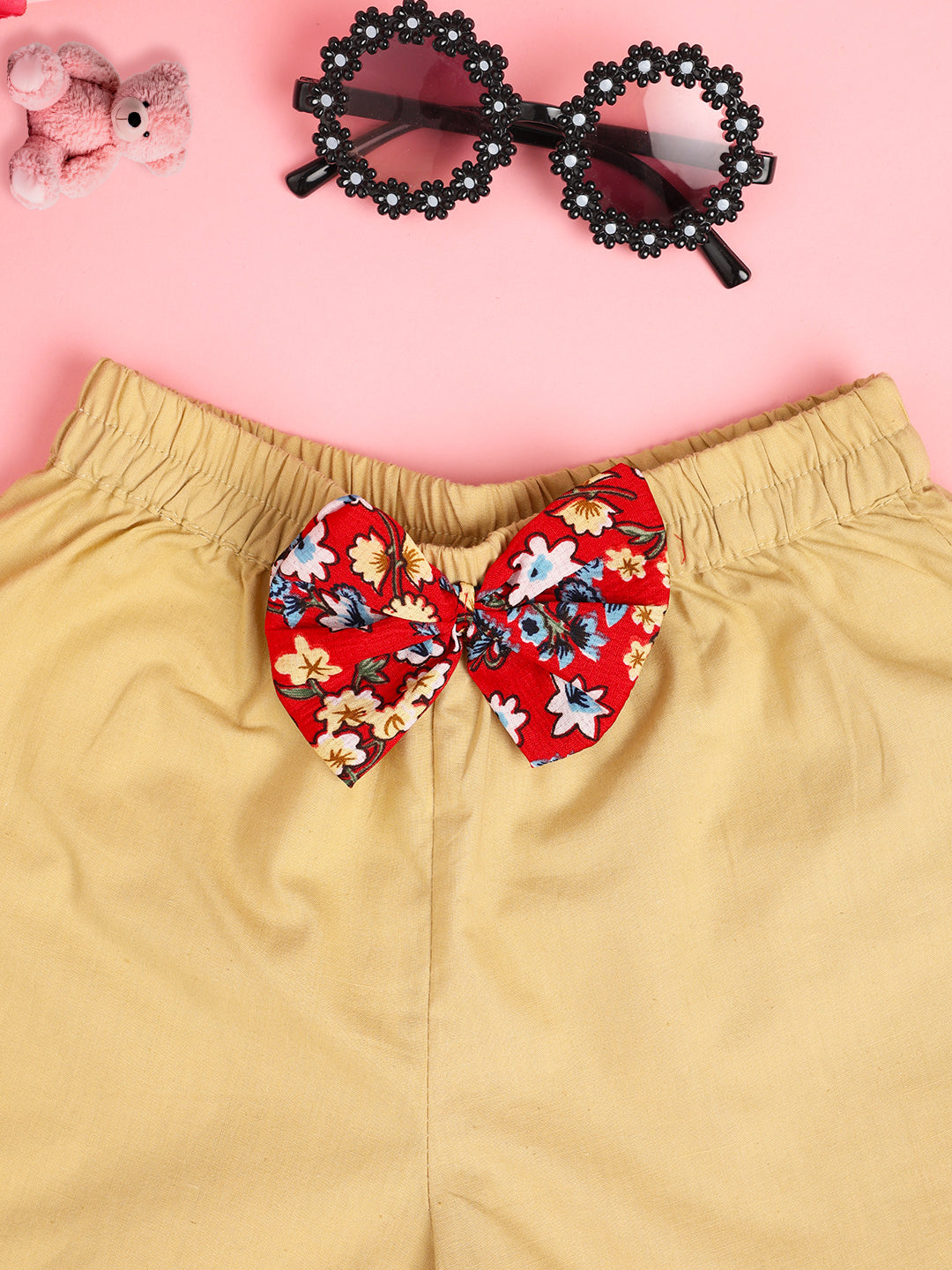 Cutiekins Girls Solid Embellished Short -Cream