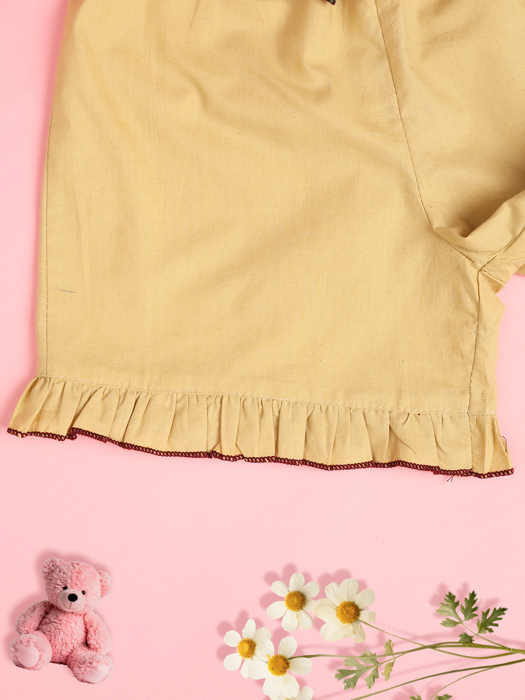 Cutiekins Girls Solid Embellished Short -Cream