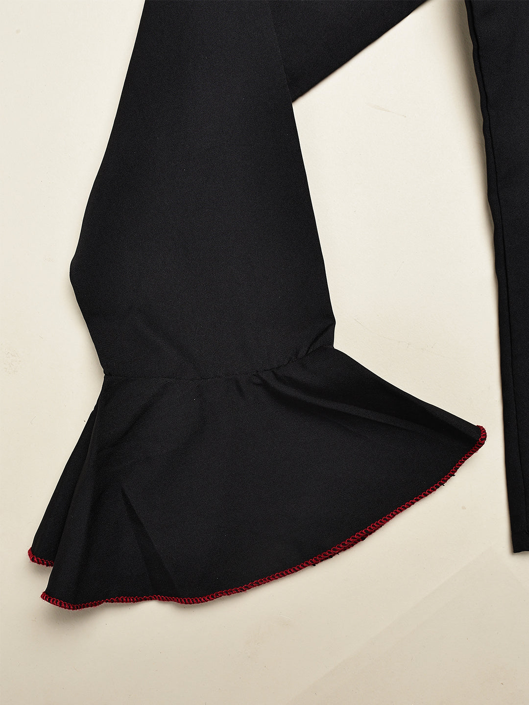 Cutiekins Girls V-Neck Solid Embellished Casual Top -Black