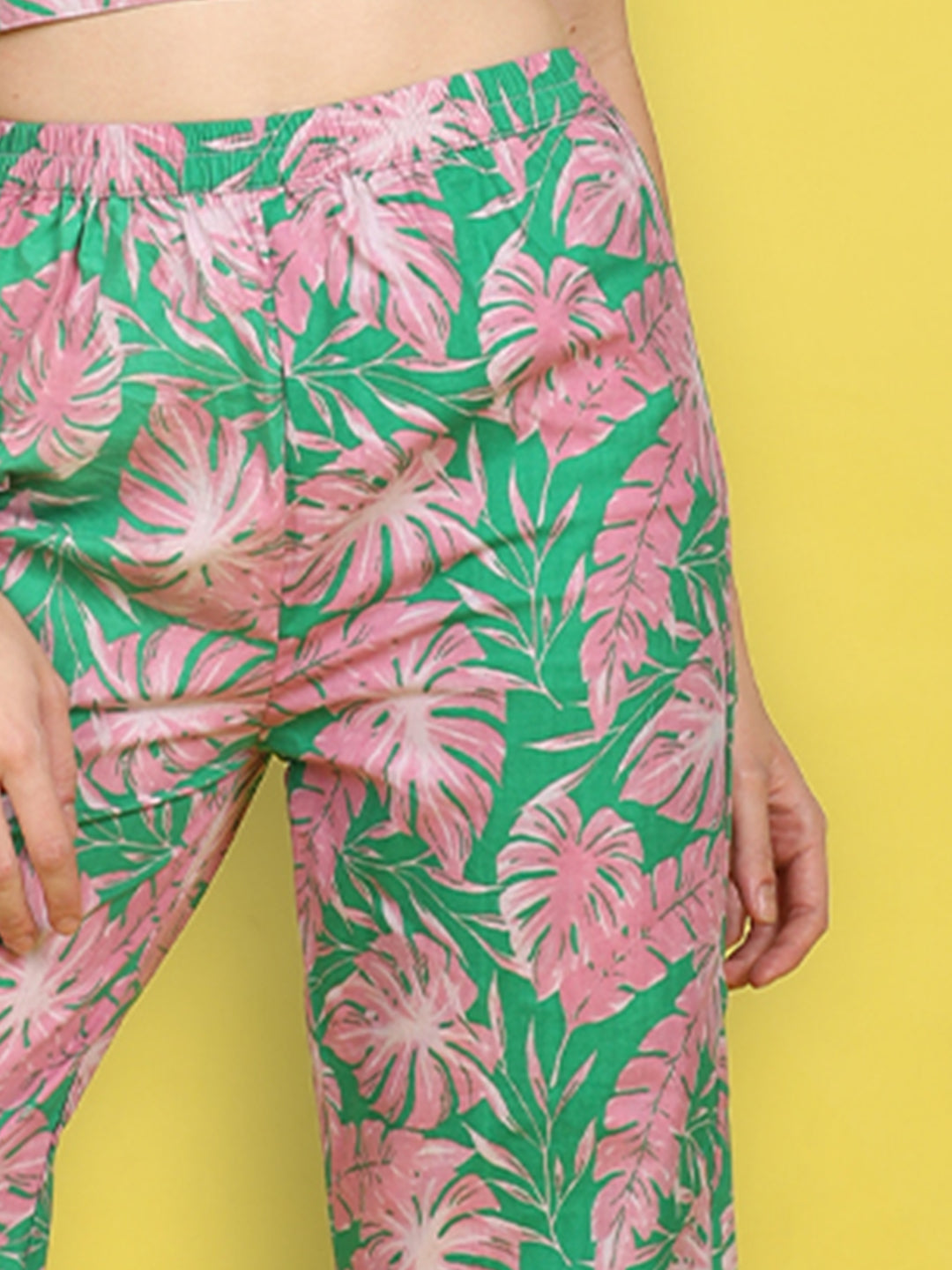 Cutiekins Girls Trendy Bold Style Printed Palazzo -Green & Pink